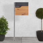 Ecd - germany bo�te aux lettres sur pied, 37x37x11 cm, anthracite / optique bois, acier, bo�te postale ...