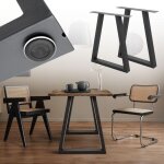 Ecd germany - set 2 pieds de table - 60 x 72 cm - trapzodale - gris fonc - en acier revtu de poudre ...