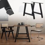 Ecd germany - set 2 pieds de table - 70 x 72 cm - a - form - noir - en acier revtu de poudre - pied ...