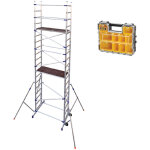 Echafaudage 2 plateaux - hauteur travail 6. 46m + organisateur 10 compartiments stanley - pn / cla - ...