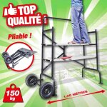 Echafaudage mobile sur roues largeur 1, 40m, hauteur 1, 35m, avec 2 plateformes, supporte 150kg