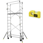 Echafaudage roulant alu - sp�cial passage etroit - hauteur de travail max 4. 7m + niveau � bulle stanley ...