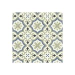 Sol vinyle first - effet carreaux de ciment arabesques - vert et bleu - echantillon 15 x 20 cm