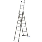 Echelle bleue professionnelle a' trois plans en aluminium 13 + 13 + 13 marches hauteur min / max 390 ... Echelle bleue professionnelle a' trois plans en aluminium 13 + 13 + 13 marches hauteur min / max 390 ...