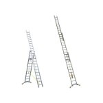 Echelle coulissante 3 plans 3x12 barreaux - longueur 7, 7m / plie 3, 24m - hauteur escabeau 4, 7m - ...