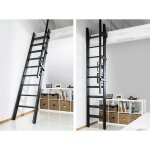 Matisre - echelle de meunier rabattable : 55cm de large - hauteur  franchir 3m - couleur : noir (ral ...