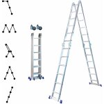 Echelle pliante articul�e stavalance4x6, 6, 8m, 24 marches, multifonction, ecarteur de mur, escabeau, ...