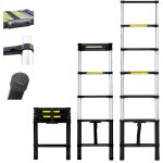 Echelle telescopique 2m telescoo7, aluminium, pliable, extensible, hauteur de travail max 2, 9m, standart ...