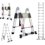 �chelle t�lescopique 3, 8m (1, 9 + 1, 9) portable multifonctions aluminium pliable, 12 marches, antid�rapante ...