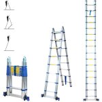 [jamais utilis�] echelle t�lescopique articul�e 5m stempakt, escabeau 2x8 marches pliable professionnel ...