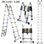 Echelle tlescopique pliable 5m en aluminium echelle extensible max charge 150kg