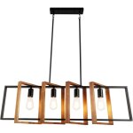 �clairage moderne �lot de cuisine 4 lumi�res 90 cm lampe suspendue moderne en m�tal / bois en bois rustique ...