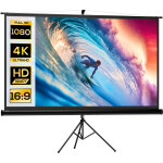 �cran de projection - homcom - 100 pouces 4k hd 16:9 - support tr�pied hauteur r�glable - plastique et ...