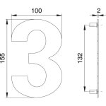 Edi - numéro de maison chiffre 3 va ma 150mm l. 100mm - 2503 / 0000 / 00 Edi - numéro de maison chiffre 3 va ma 150mm l. 100mm - 2503 / 0000 / 00