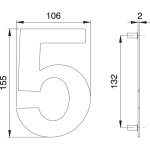 Edi - numéro de maison chiffre 5 va ma 150mm l. 106mm - 2505 / 0000 / 00 Edi - numéro de maison chiffre 5 va ma 150mm l. 106mm - 2505 / 0000 / 00