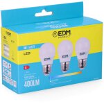 Edm - kit 3 ampoules led sph�riques e27 ? 5w ? 400lm ? 6400k ? lumi�re froide