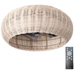 Edm - ventilateur de plafond 'matera' avec t�l�commande 4xe27 (moteur 20w dc 230v) effet bois