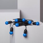 Kit guirlande waterproof 5. 5m noire + 8 ampoules led e27 g45 3w de couleurs bleu