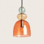 Efectoled ? suspension m�tal et verre baudelaire rouge ? abat - jour sph�rique en verre color� ? douille ...