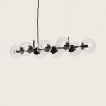 Suspension m�tal et verre wassily 8 spots noir