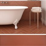 Eiffel art construction - carrelage sol / mur pose baton rompu chevron uni orange mate stromboli canyon(vendu ...