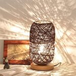 Einemgeld - lampe de chevet moderne en bambou et rotin - lampe de table moderne et crative avec base ...