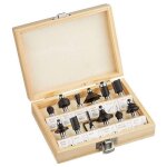 Einhell - set de 12 fraises a' queue 8 mm pour fraiseuse verticale en coffret bois