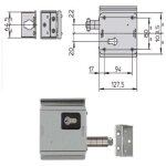 Electro - serrure v09 - viro argent 127, 5 mm zingu 103, 5 mm 127, 5 mm