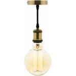 Kit suspension vintage avec c�ble textile et ampoule filament carbone petit globe - zenitech