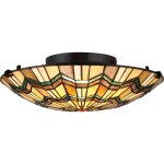Elstead - alcott - plafonnier tiffany � 2 lumi�res - fini bronze, e27