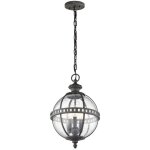 Elstead - halleron - luminaire suspendu ext�rieur � 3 ampoules globe, gris clair ip44, e14