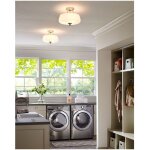 Elstead - plafonnier lampe de salon acier verre abat - jour d 36, 9 cm 3 flammes nickel