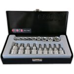 Embouts torx t20 � t60 douilles torx e10 � e24 coffret 3 / 8 et 1 / 2