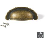 Emuca - 20 poign�es pour meuble marrakech, entraxe 64 mm, zamak, bronze