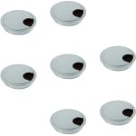 Lot de 7 passe - cbles circulaires, diamtre 80mm,  encastrer zamak, chrom mat - emuca