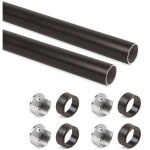 Emuca lot de 2 tringles de penderie rondes d. 28mm longueur 0. 75m avec supports, aluminium et zamak, ...