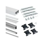 Emuca ? kit de quincaillerie pour placard 2 portes coulissantes 6030862 ? rails 2, 35 m recoupables ? ...