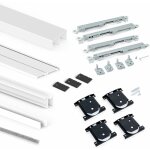 Kit de ferrures pour 2 portes coulissantes et armoire � fermeture souple placard 74, profil� wave, �paisseur ...