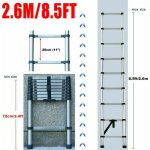 En131 8. 5ft chelle tlescopique de 2, 6 m en acier inoxydable de haute qualit, 9 marches, chelle ...