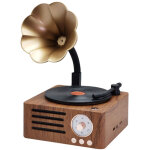 Enceinte bluetooth r�tro, 3 en 1, auxiliaire et radio, gramophone vintage, tourne - disque, platine avec ...
