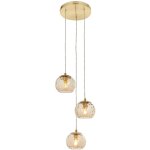 Dimple moderne cluster 3 lumire pendentif laiton bross, abat - jour en verre champagne - endon