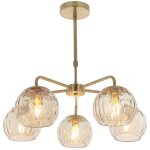 Endon - lampe  suspension en verre  bras multiples, plaque en laiton satin, verre lustr champagne ...