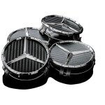 Enjoliveurs de roue en alliage de moyeu central en carbone noir mercedes 75 mm, lot de 4 pi�ces