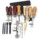 Ensemble de 18 outils de maroquinerie, pour piquer, marquer, travailler, coudre et rainurer 18