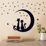 Ensemble de 2 autocollants muraux chat + autocollants muraux couple chat adapt�s � une chambre et un ...