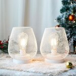 Ensemble de 2 cage en m�tal led lanternes aliment�es par batterie sans fil lumi�re d'accent avec led ...