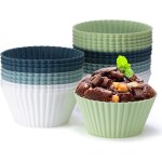 Ensemble de 24 moules � muffins en silicone - moules en silicone sans bpa pour muffins et cupcakes - ...