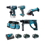 Ensemble de 4 machines 18v, perceuse ddf458 + meuleuse dtd152 + perfo dhr202 + visseuse dga452 - makita ... Ensemble de 4 machines 18v, perceuse ddf458 + meuleuse dtd152 + perfo dhr202 + visseuse dga452 - makita ...