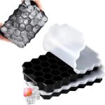 Ensemble de deux bacs � gla�ons en silicone, 37 compartiments au total, avec couvercle, �tanche, noir. ...