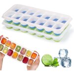 Ensemble de deux bacs � gla�ons en silicone, avec couvercle, moule � gla�ons, sans bpa, bac � gla�ons ...